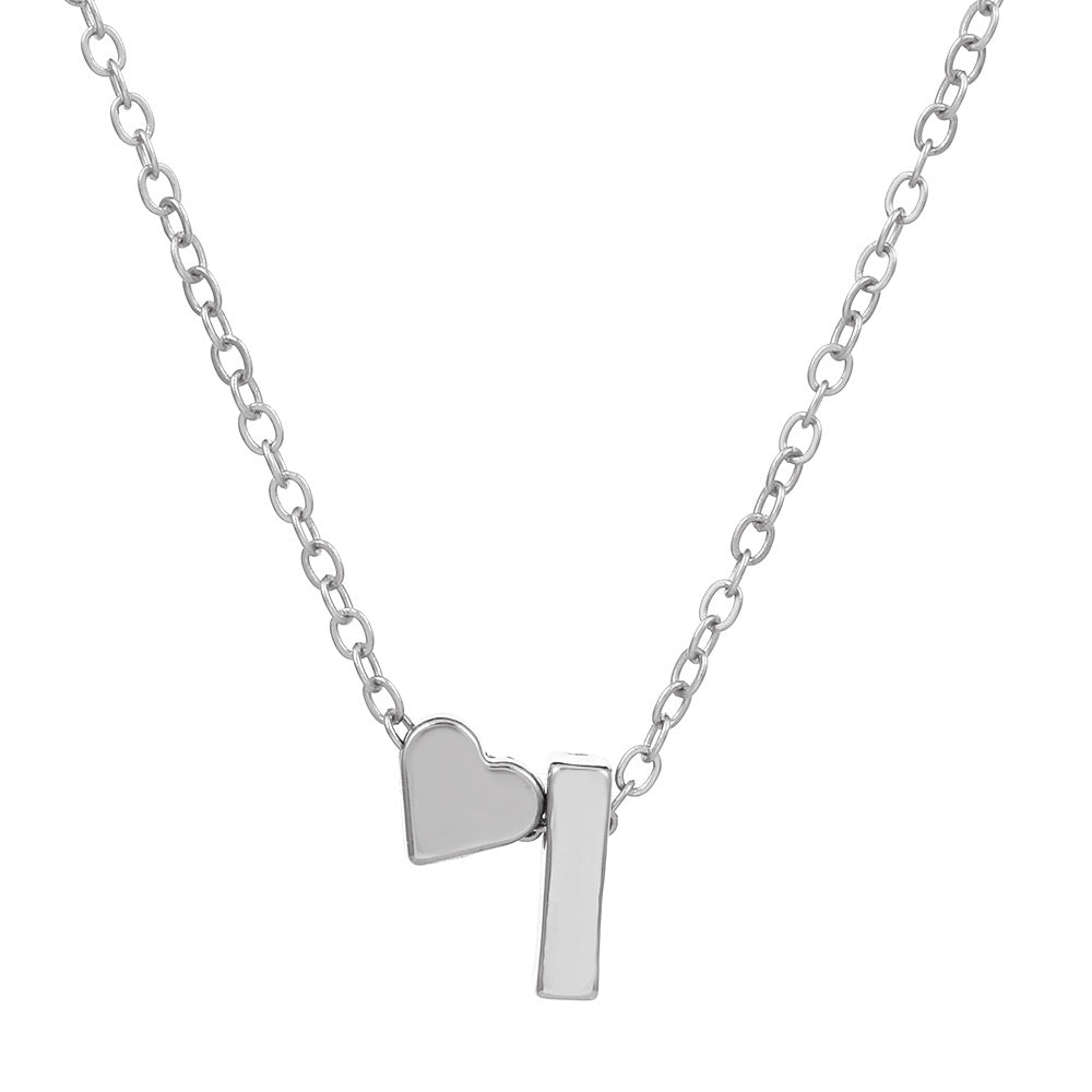 Wholesale love 26 English letters creative heart-shaped short clavicle chain
